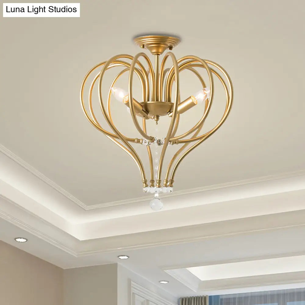 Lámpara de techo semiempotrada DecorBites™ Contemporary Gold Crown - Crystal Drop, 3 luces