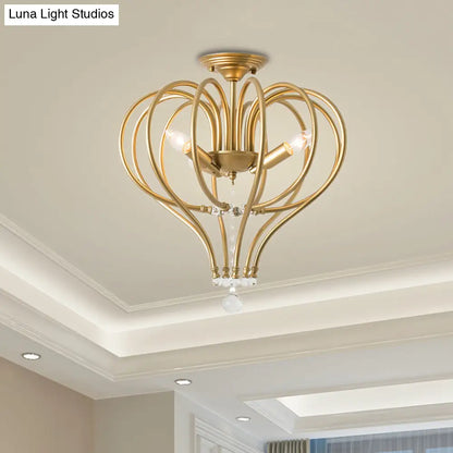 Lámpara de techo semiempotrada DecorBites™ Contemporary Gold Crown - Crystal Drop, 3 luces
