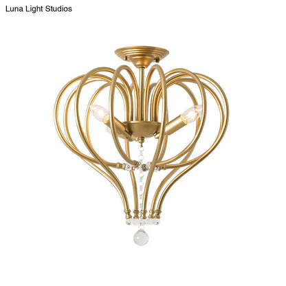 Lámpara de techo semiempotrada DecorBites™ Contemporary Gold Crown - Crystal Drop, 3 luces
