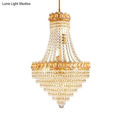 Lámpara de techo contemporánea de cristal dorado con iluminación cónica descendente - Ideal para salón - Bombilla de 5/8", diseño facetado