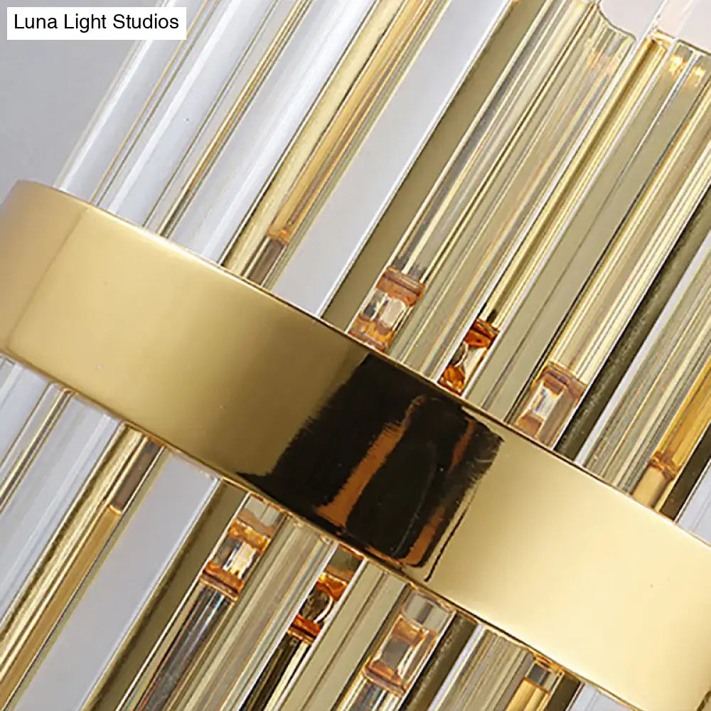 Contemporary gold cylinder design wall lamp with clear and amber glass rods for living room 220v-240v use