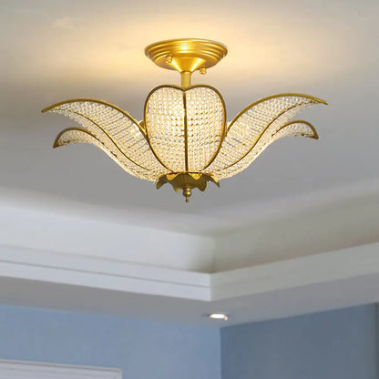 DecorBites™ DecorBites™ Contemporary Gold Crystal Flush Mount Lighting Fixture for Living Room Ceiling - 3-Light
