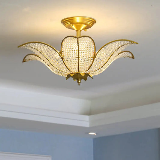 DecorBites™ DecorBites™ Contemporary Gold Crystal Flush Mount Lighting Fixture for Living Room Ceiling - 3-Light