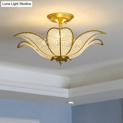 DecorBites™ DecorBites™ Contemporary Gold Crystal Flush Mount Lighting Fixture for Living Room Ceiling - 3-Light