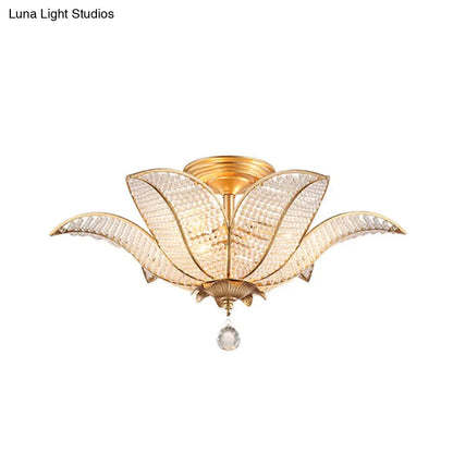 DecorBites™ DecorBites™ Contemporary Gold Crystal Flush Mount Lighting Fixture for Living Room Ceiling - 3-Light