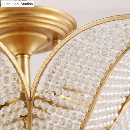 DecorBites™ DecorBites™ Contemporary Gold Crystal Flush Mount Lighting Fixture for Living Room Ceiling - 3-Light