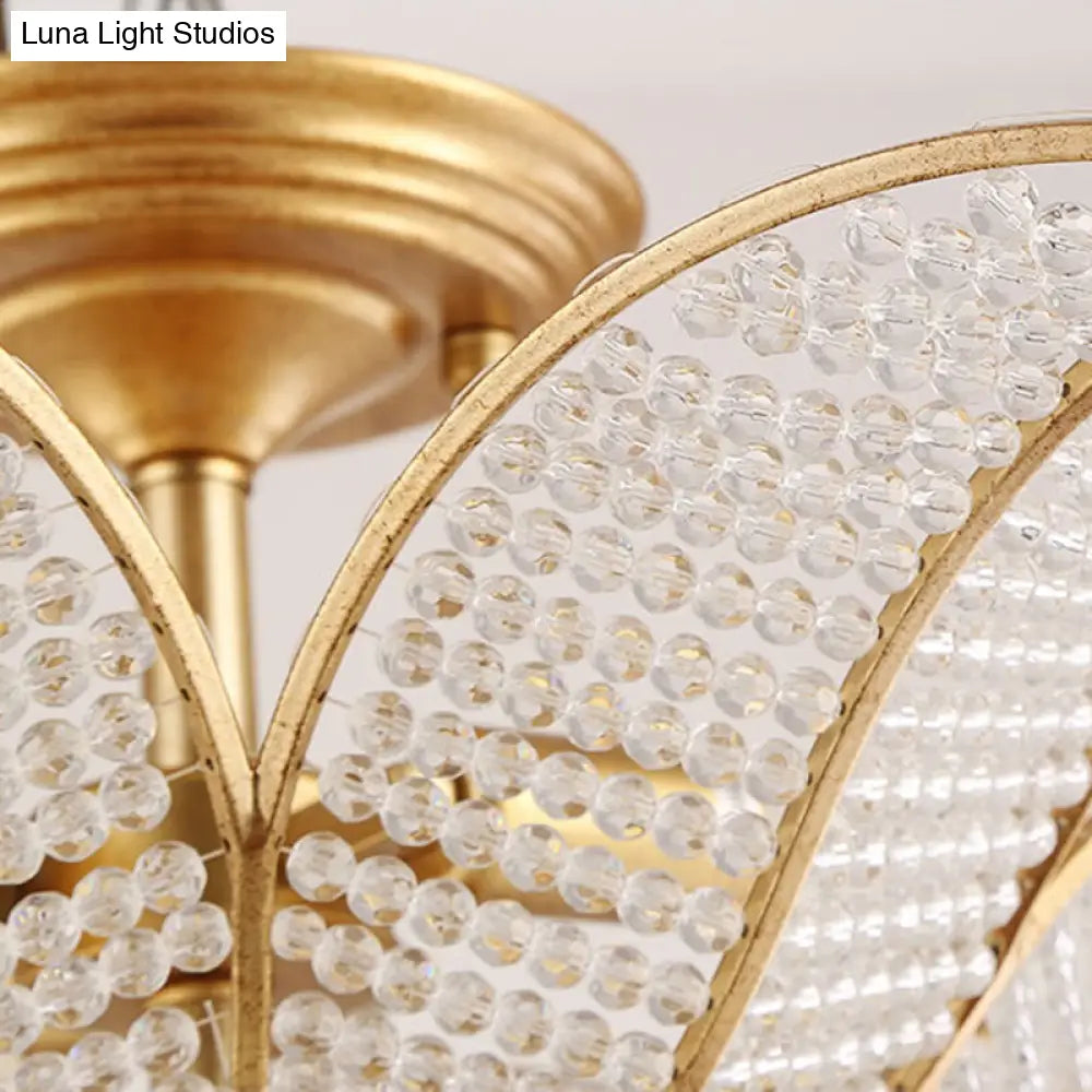 DecorBites™ DecorBites™ Contemporary Gold Crystal Flush Mount Lighting Fixture for Living Room Ceiling - 3-Light