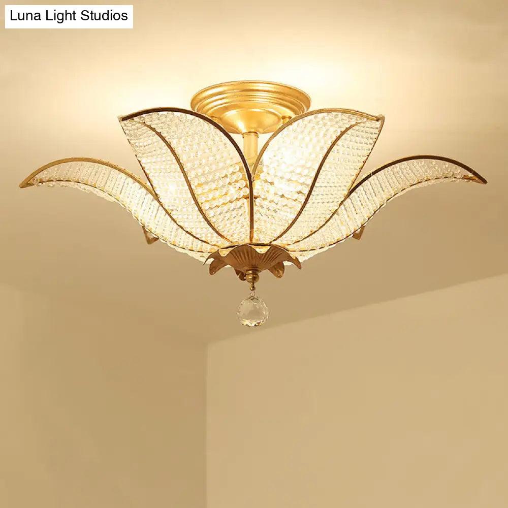 DecorBites™ DecorBites™ Contemporary Gold Crystal Flush Mount Lighting Fixture for Living Room Ceiling - 3-Light