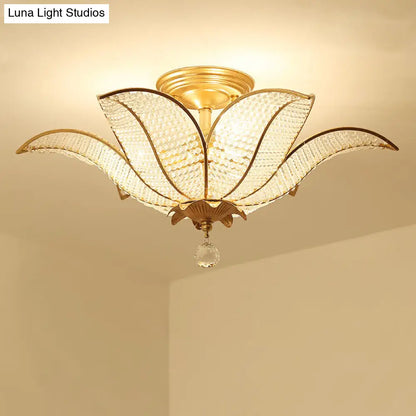 DecorBites™ DecorBites™ Contemporary Gold Crystal Flush Mount Lighting Fixture for Living Room Ceiling - 3-Light