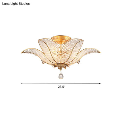 DecorBites™ DecorBites™ Contemporary Gold Crystal Flush Mount Lighting Fixture for Living Room Ceiling - 3-Light