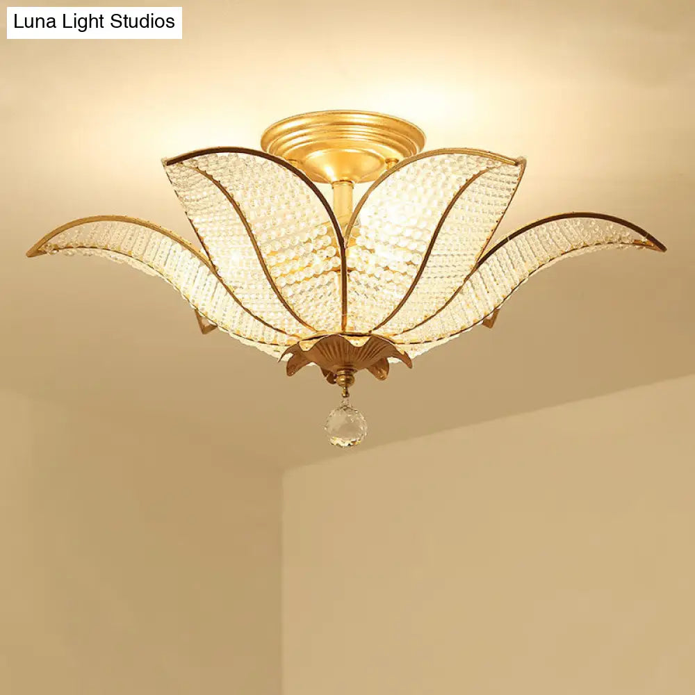 DecorBites™ DecorBites™ Contemporary Gold Crystal Flush Mount Lighting Fixture for Living Room Ceiling - 3-Light
