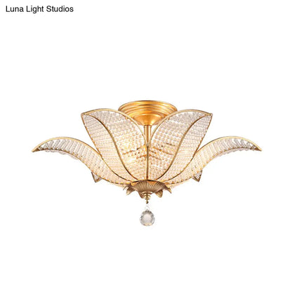 DecorBites™ DecorBites™ Contemporary Gold Crystal Flush Mount Lighting Fixture for Living Room Ceiling - 3-Light