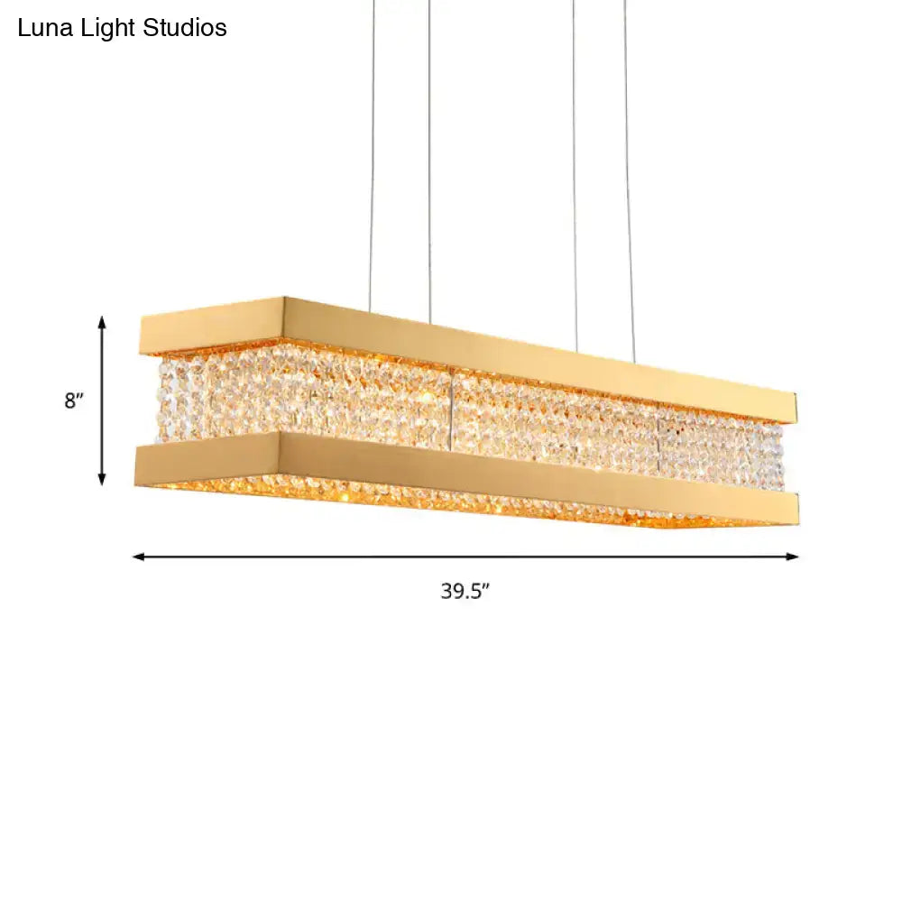 DecorBites™ gold-toned rectangular crystal LED island light with bulb base for living room 220v-240v 110v-120v use