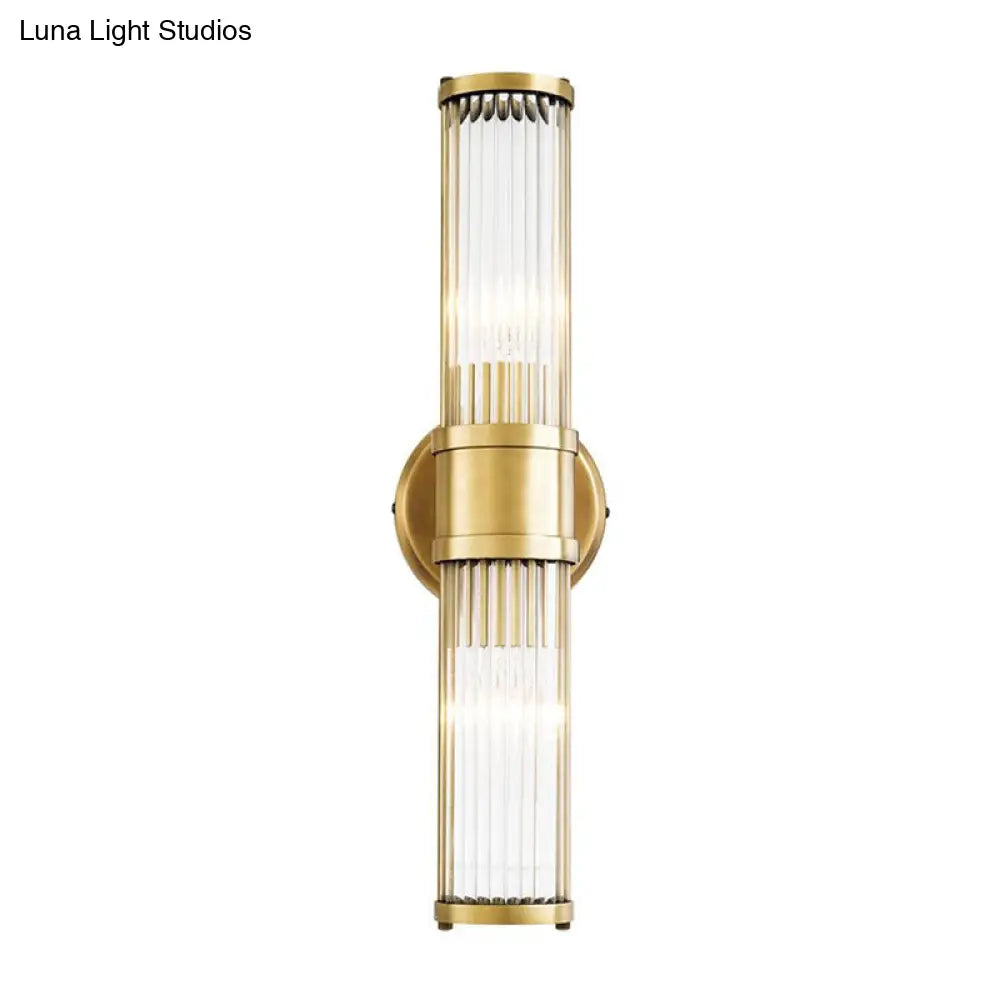 Aplique de pared DecorBites™ de cristal dorado contemporáneo para sala de estar - Diseño cilíndrico de 1/2 bombilla