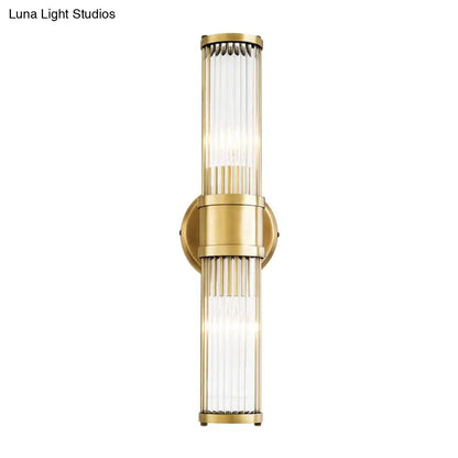 Aplique de pared DecorBites™ de cristal dorado contemporáneo para sala de estar - Diseño cilíndrico de 1/2 bombilla