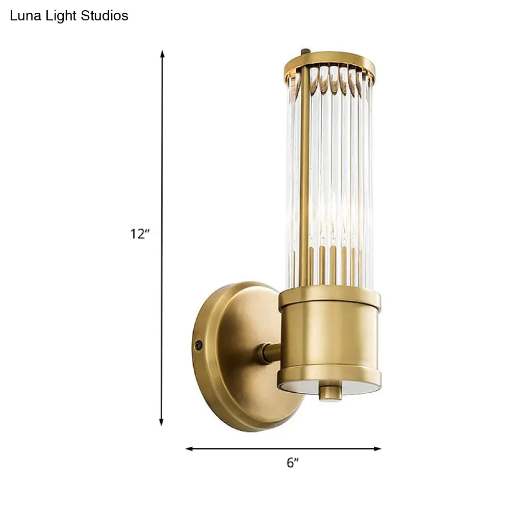 Aplique de pared DecorBites™ de cristal dorado contemporáneo para sala de estar - Diseño cilíndrico de 1/2 bombilla