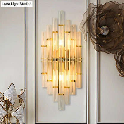 Aplique de pared DecorBites™ de estilo contemporáneo con acabado dorado y forma de tubo de cristal - 2 luces