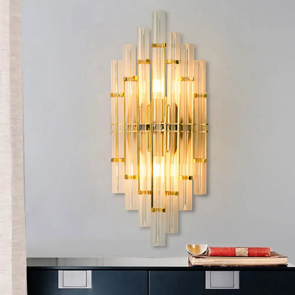 Aplique de pared DecorBites™ de estilo contemporáneo con acabado dorado y forma de tubo de cristal - 2 luces