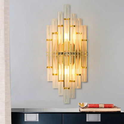 Aplique de pared DecorBites™ de estilo contemporáneo con acabado dorado y forma de tubo de cristal - 2 luces