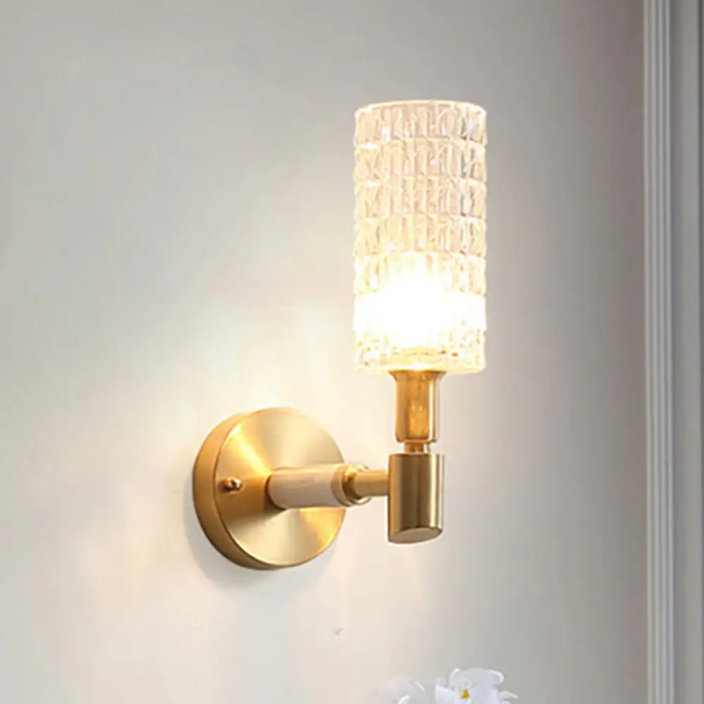 DecorBites™ DecorBites™ Contemporary Gold Finish Wall Sconce with Clear Faceted Glass Shade