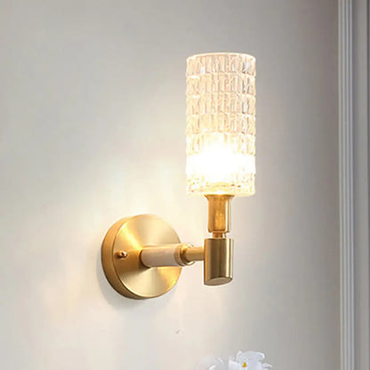 DecorBites™ DecorBites™ Contemporary Gold Finish Wall Sconce with Clear Faceted Glass Shade
