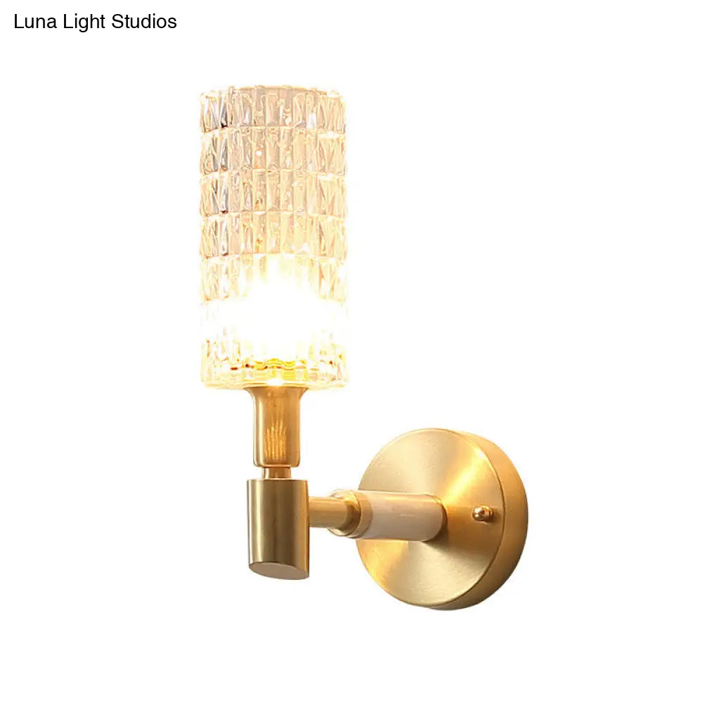 DecorBites™ DecorBites™ Contemporary Gold Finish Wall Sconce with Clear Faceted Glass Shade