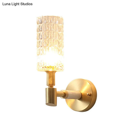 DecorBites™ DecorBites™ Contemporary Gold Finish Wall Sconce with Clear Faceted Glass Shade