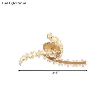 DecorBites™ DecorBites™ Contemporary Gold Flower Crystal LED Ceiling Lamp with Windmill Design - Semi Mount Lighting