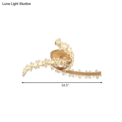 DecorBites™ DecorBites™ Contemporary Gold Flower Crystal LED Ceiling Lamp with Windmill Design - Semi Mount Lighting