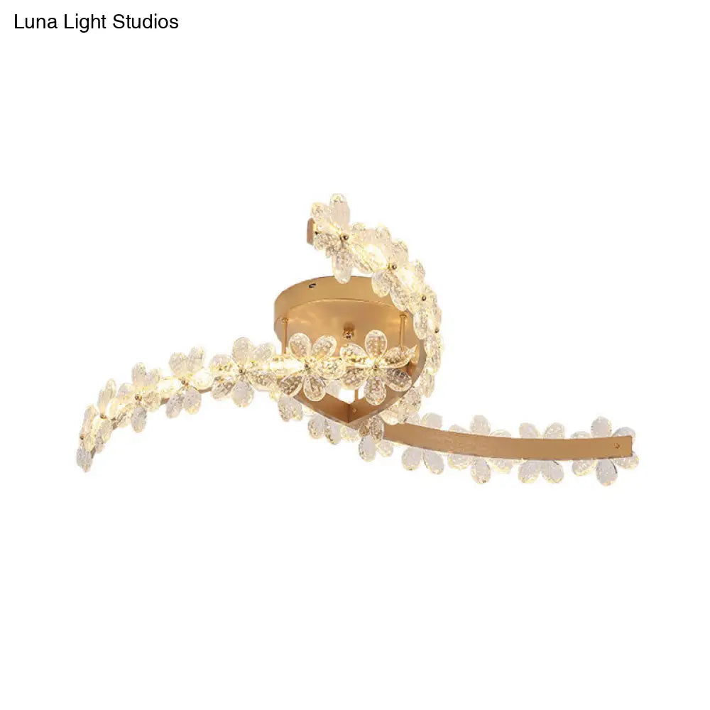DecorBites™ DecorBites™ Contemporary Gold Flower Crystal LED Ceiling Lamp with Windmill Design - Semi Mount Lighting