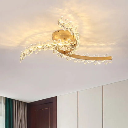 DecorBites™ DecorBites™ Contemporary Gold Flower Crystal LED Ceiling Lamp with Windmill Design - Semi Mount Lighting