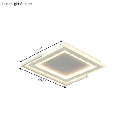 DecorBites™ DecorBites™ Contemporary Gold Flush Light Fixture for Bedroom - LED Ceiling Mounted Light with Square Acrylic Shade in White/Warm Light (16"/20.5" W)
