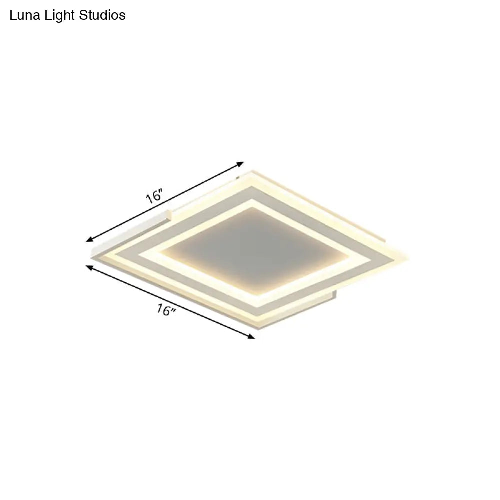 DecorBites™ DecorBites™ Contemporary Gold Flush Light Fixture for Bedroom - LED Ceiling Mounted Light with Square Acrylic Shade in White/Warm Light (16"/20.5" W)