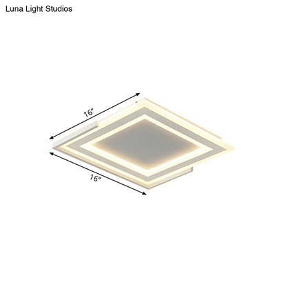 DecorBites™ DecorBites™ Contemporary Gold Flush Light Fixture for Bedroom - LED Ceiling Mounted Light with Square Acrylic Shade in White/Warm Light (16"/20.5" W)