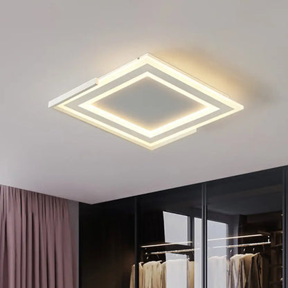 DecorBites™ DecorBites™ Contemporary Gold Flush Light Fixture for Bedroom - LED Ceiling Mounted Light with Square Acrylic Shade in White/Warm Light (16"/20.5" W)