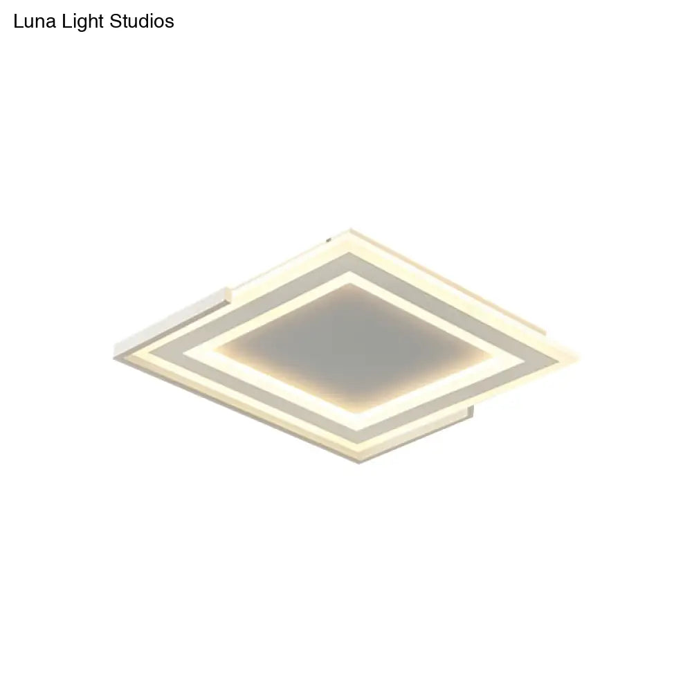 DecorBites™ DecorBites™ Contemporary Gold Flush Light Fixture for Bedroom - LED Ceiling Mounted Light with Square Acrylic Shade in White/Warm Light (16"/20.5" W)
