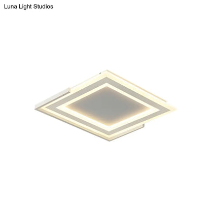 DecorBites™ DecorBites™ Contemporary Gold Flush Light Fixture for Bedroom - LED Ceiling Mounted Light with Square Acrylic Shade in White/Warm Light (16"/20.5" W)