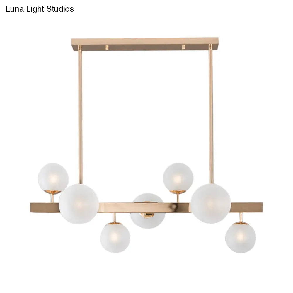 Lámpara colgante redonda de isla DecorBites™ contemporánea de cristal esmerilado dorado - 7 luces