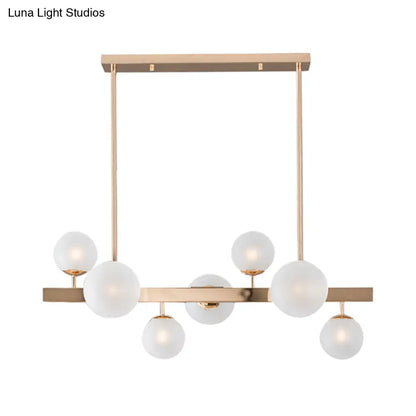 Lámpara colgante redonda de isla DecorBites™ contemporánea de cristal esmerilado dorado - 7 luces