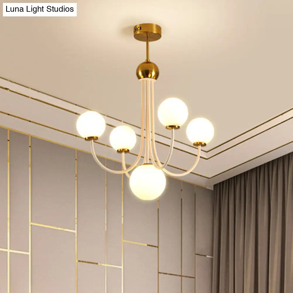 Lámpara de techo esférica contemporánea de cristal dorado DecorBites™ con 5/7 bombillas