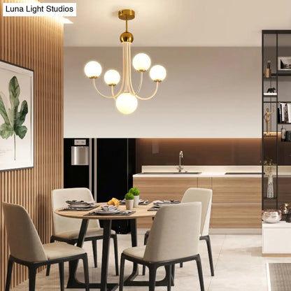 Lámpara de techo esférica contemporánea de cristal dorado DecorBites™ con 5/7 bombillas