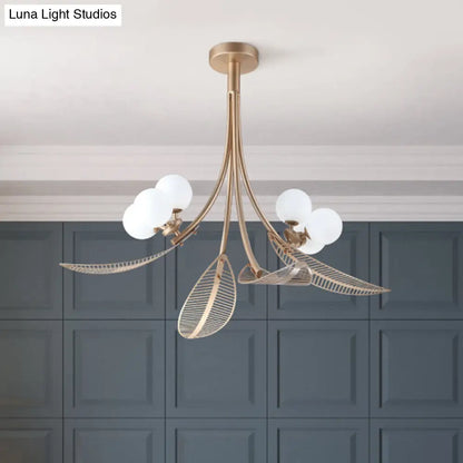 DecorBites™ DecorBites™ Contemporary Gold Leaf Semi Flush Ceiling Light Fixture - 6 Bulbs, Ideal for Living Room