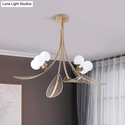 DecorBites™ DecorBites™ Contemporary Gold Leaf Semi Flush Ceiling Light Fixture - 6 Bulbs, Ideal for Living Room