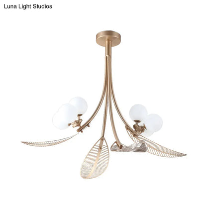 DecorBites™ DecorBites™ Contemporary Gold Leaf Semi Flush Ceiling Light Fixture - 6 Bulbs, Ideal for Living Room