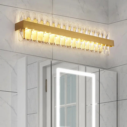 Aplique de pared para baño DecorBites™ contemporáneo dorado con LED y cristales ovalados transparentes