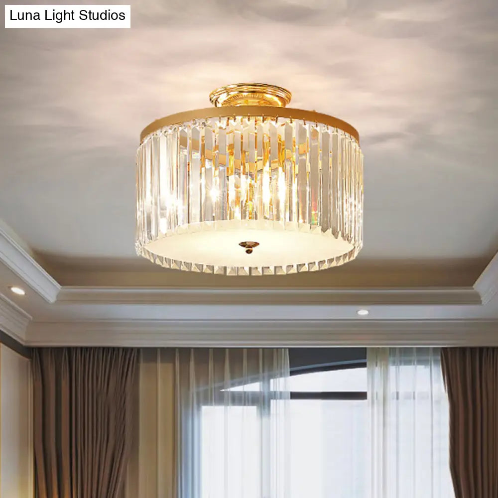 DecorBites™ DecorBites™ Contemporary Gold LED Ceiling Fixture for Bedroom with Crystal Rods