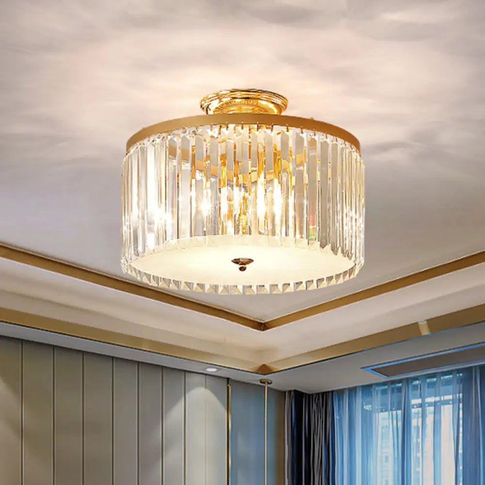 DecorBites™ DecorBites™ Contemporary Gold LED Ceiling Fixture for Bedroom with Crystal Rods