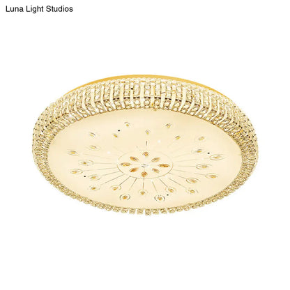 DecorBites™ DecorBites™ Contemporary Gold LED Ceiling Light with Faceted Crystals - Flushmount Lighting for Great Room