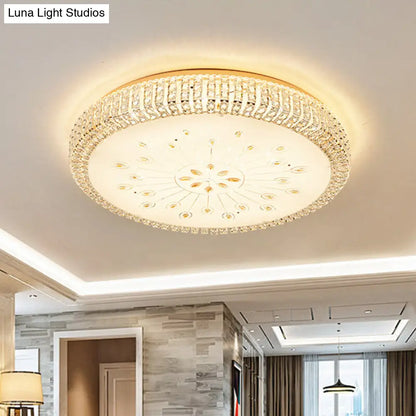 DecorBites™ DecorBites™ Contemporary Gold LED Ceiling Light with Faceted Crystals - Flushmount Lighting for Great Room