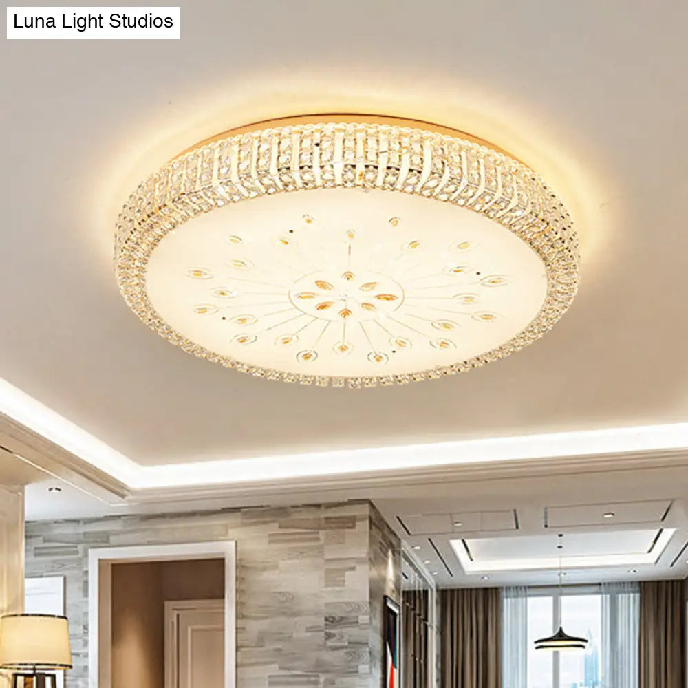 DecorBites™ DecorBites™ Contemporary Gold LED Ceiling Light with Faceted Crystals - Flushmount Lighting for Great Room
